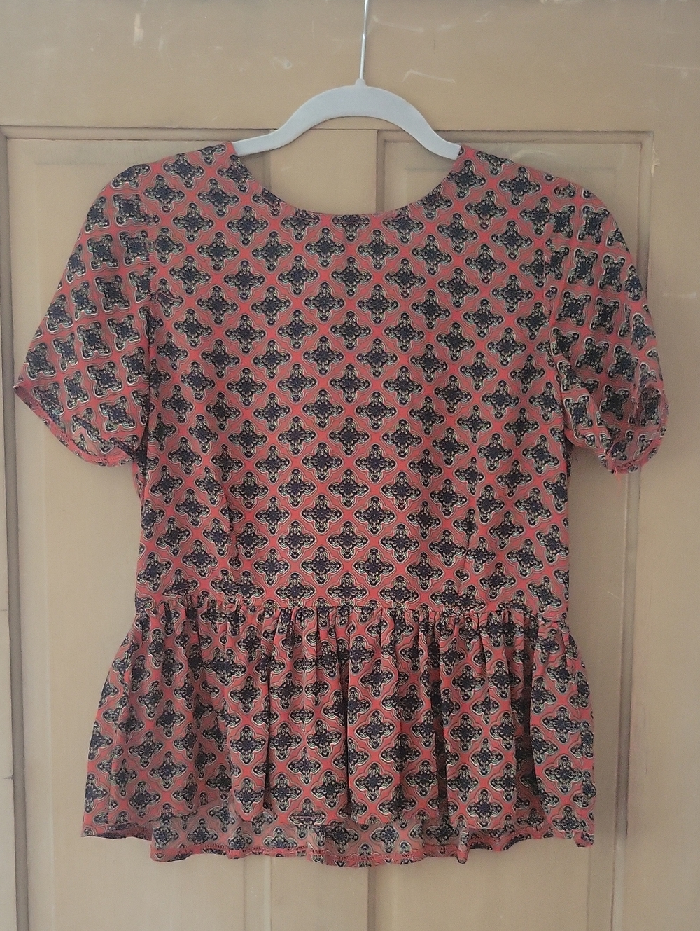 Lucca Couture Red Geometric Open Back Peplum Tunic